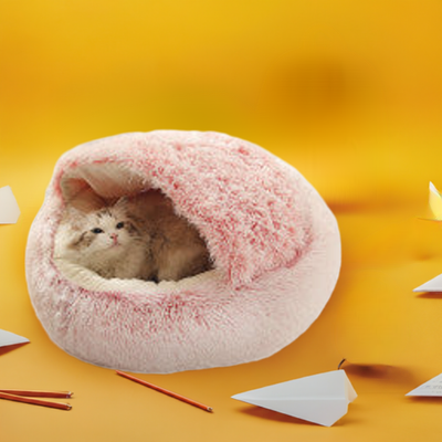 2 In 1 Dog And Cat Bed Pet Winter Bed Round Plush Warm Bed House Soft Long Plush Pets Bed Pet Products
